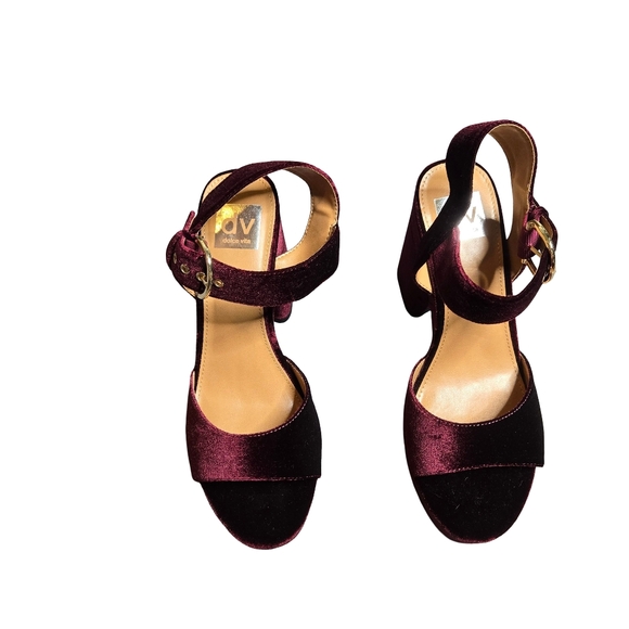 Dolce Vita Burgundy Velvet Wayward Platform High Heel Sandals Size: 8.5 - Picture 3 of 6